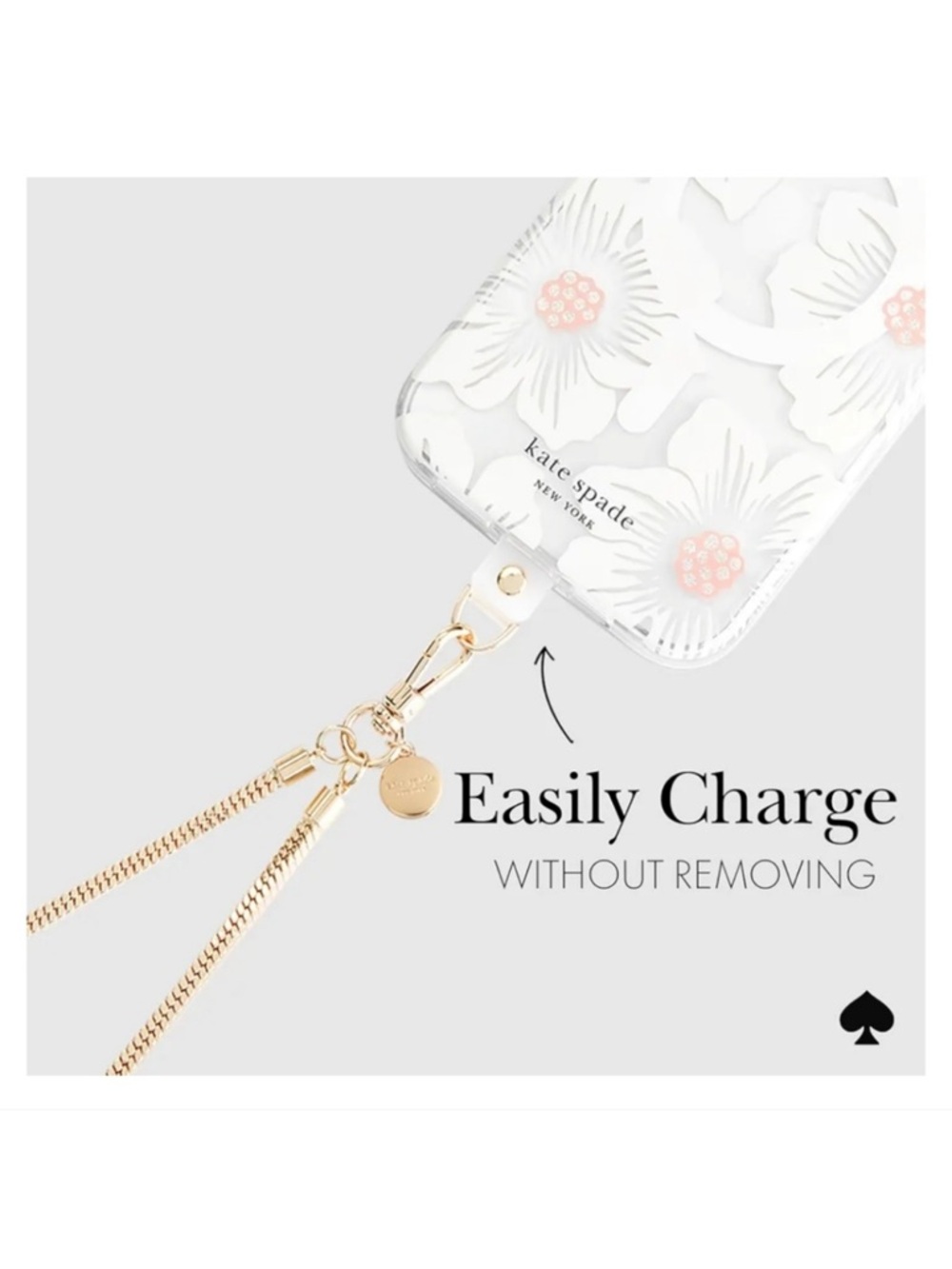 $60 Kate Spade ♠️ Phone Crossbody CHAIN - Heart of Gold NWT Universal Fit - Picture 8 of 10
